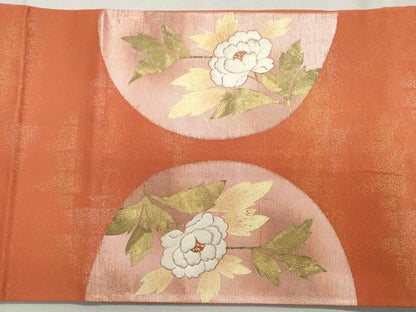 平和屋着物◎太鼓柄袋帯 駒刺繍 草花文 金銀彩 正絹 逸品 CAAS4038qe