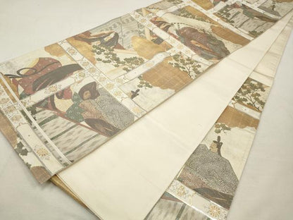 平和屋着物◎六通柄袋帯 天井女人文 金銀糸 正絹 逸品 CAAS4319qe
