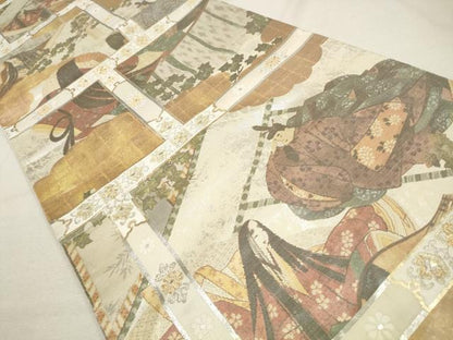平和屋着物◎六通柄袋帯 天井女人文 金銀糸 正絹 逸品 CAAS4319qe
