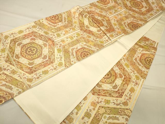 平和屋着物◎六通柄袋帯 正倉院亀甲更紗花文 金糸 正絹 逸品 CAAS4454ft
