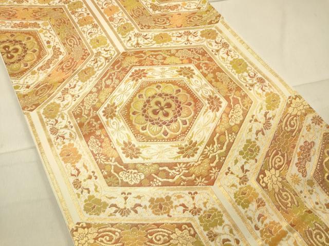 平和屋着物◎六通柄袋帯 正倉院亀甲更紗花文 金糸 正絹 逸品 CAAS4454ft
