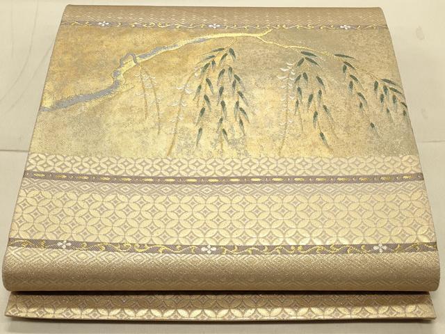 平和屋着物◎六通柄袋帯 横段吉祥文 金糸 引箔 正絹 逸品 CAAS4469ft