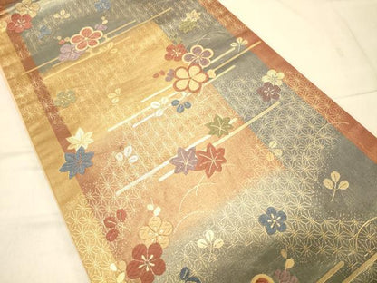 平和屋着物◎六通柄袋帯 唐織 舞花文 金糸 正絹 逸品 CAAS4471ft