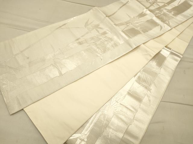 平和屋着物◎六通柄袋帯 笹竹文 銀糸 引箔 正絹 逸品 CAAS4473ft