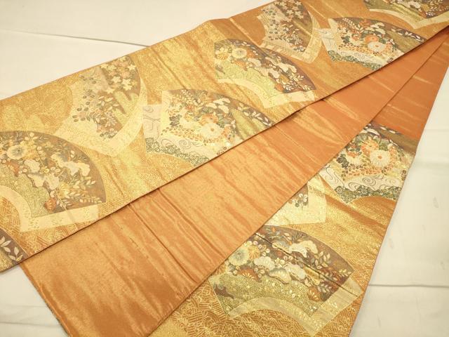 平和屋着物◎六通柄袋帯 地紙草花文 金銀糸 正絹 逸品 CAAS4478ft