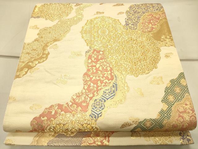 平和屋着物◎六通柄袋帯 道長正倉院花文 金糸 正絹 逸品 CAAS4486ft