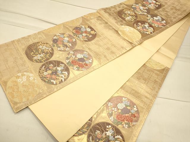 平和屋着物◎六通柄袋帯 花丸文 金糸 正絹 逸品 CAAS4491ft