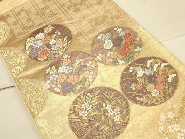 平和屋着物◎六通柄袋帯 花丸文 金糸 正絹 逸品 CAAS4491ft