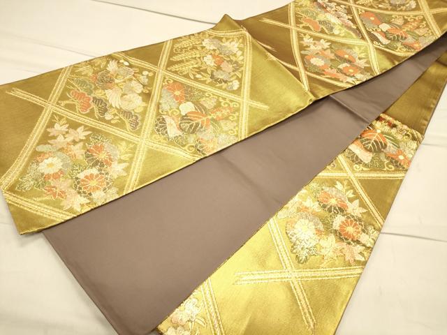 平和屋着物◎六通柄袋帯 天井吉祥花鳥文 金糸 正絹 逸品 CAAS4501ft