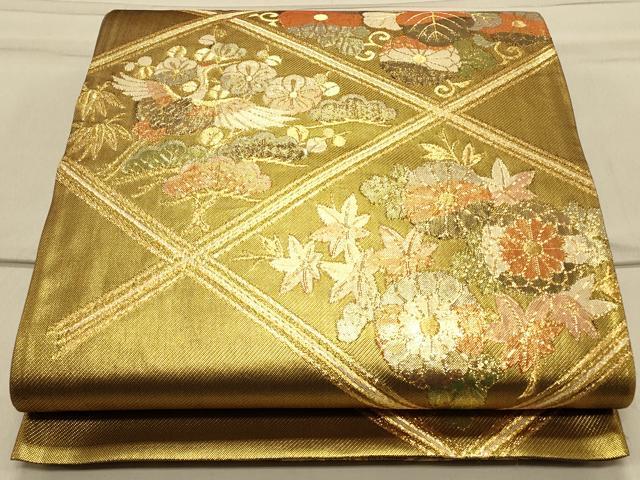 平和屋着物◎六通柄袋帯 天井吉祥花鳥文 金糸 正絹 逸品 CAAS4501ft