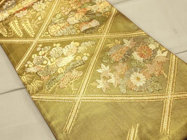 平和屋着物◎六通柄袋帯 天井吉祥花鳥文 金糸 正絹 逸品 CAAS4501ft