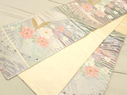 平和屋着物◎六通柄袋帯 唐織 花蝶文 金銀糸 正絹 逸品 CAAS4511ft