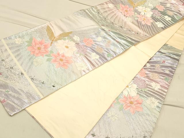平和屋着物◎六通柄袋帯 唐織 花蝶文 金銀糸 正絹 逸品 CAAS4511ft