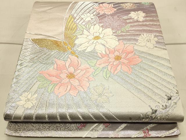 平和屋着物◎六通柄袋帯 唐織 花蝶文 金銀糸 正絹 逸品 CAAS4511ft