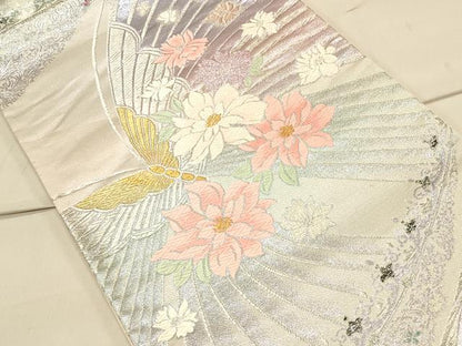 平和屋着物◎六通柄袋帯 唐織 花蝶文 金銀糸 正絹 逸品 CAAS4511ft