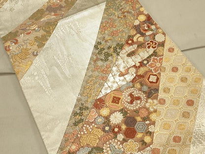 平和屋着物◎六通柄袋帯 唐織 吉祥花鳥文 宝尽くし 金銀糸 正絹 逸品 CAAS4534ft