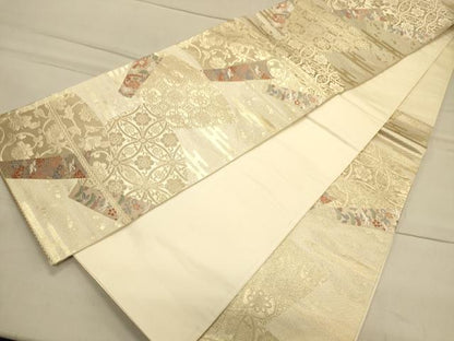 平和屋着物◎六通柄袋帯 地紙吉祥花鳥文 金糸 引箔 正絹 逸品 CAAS4535ft