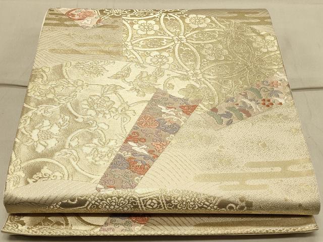 平和屋着物◎六通柄袋帯 地紙吉祥花鳥文 金糸 引箔 正絹 逸品 CAAS4535ft