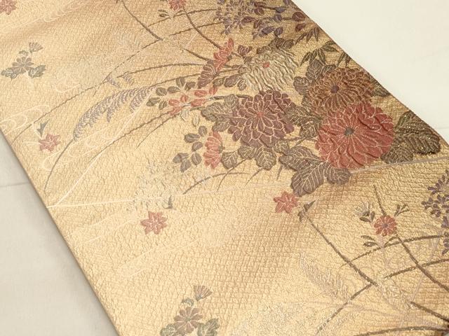 平和屋着物◎六通柄袋帯 吉祥花文 うるし箔 正絹 逸品 CAAS4542ft