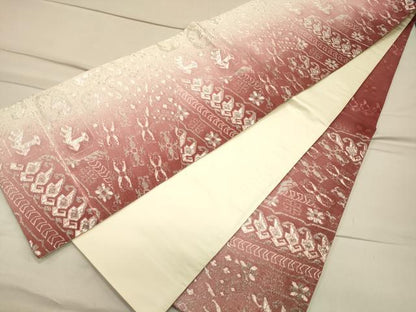 平和屋着物◎六通柄袋帯 幾何学文様 銀糸 正絹 逸品 CAAS4572ft