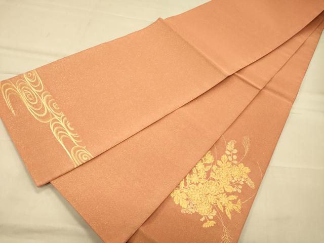 平和屋着物◎太鼓柄袋帯 綴れ 吉祥花文 金糸 正絹 逸品 CAAS4654ft