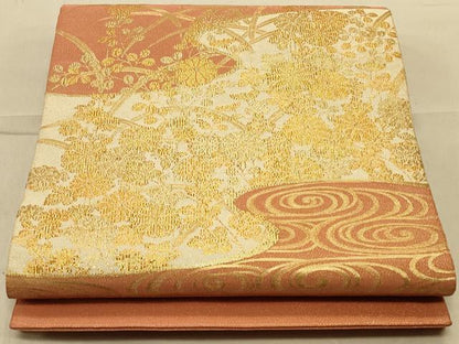 平和屋着物◎太鼓柄袋帯 綴れ 吉祥花文 金糸 正絹 逸品 CAAS4654ft