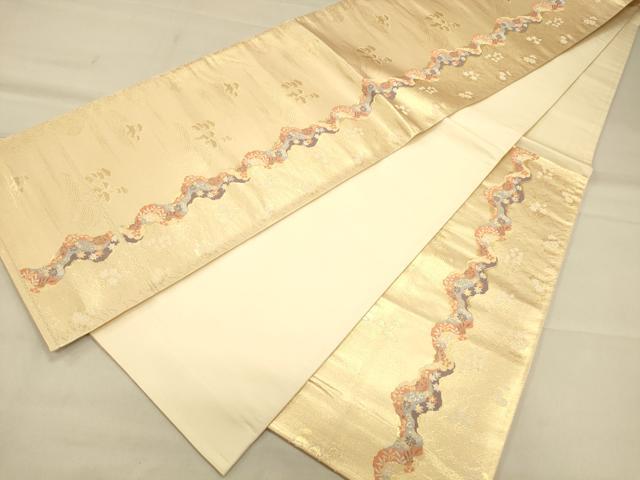 平和屋着物◎六通柄袋帯 吉祥花文 金糸 正絹 逸品 CAAS4680ft