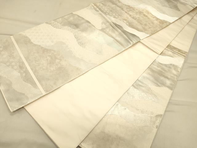 平和屋着物◎六通柄袋帯 道長吉祥文 銀糸 引箔 正絹 逸品 CAAS4682ft