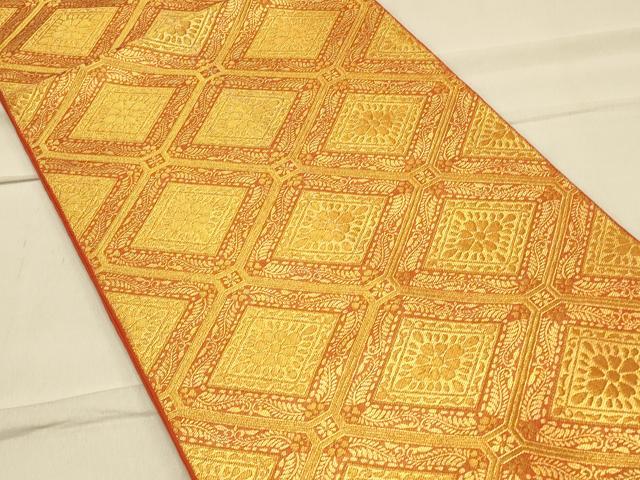 平和屋着物◎六通柄袋帯 正倉院花文 金糸 正絹 逸品 CAAS4695ft