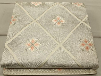平和屋着物◎六通柄袋帯 唐織 花菱文 銀糸 正絹 逸品 CAAS4710ft