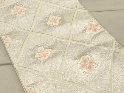 平和屋着物◎六通柄袋帯 唐織 花菱文 銀糸 正絹 逸品 CAAS4710ft