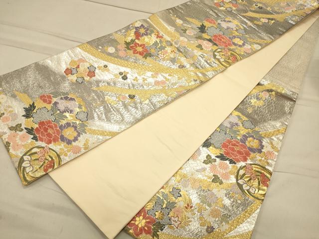 平和屋着物◎六通柄袋帯 唐織 吉祥花丸文 金銀糸 正絹 逸品 CAAS4727ft