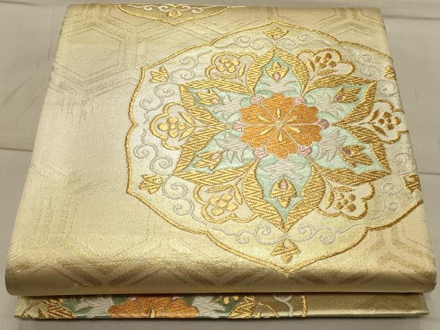 平和屋着物◎六通柄袋帯 鏡裏正倉院花文 正絹 逸品 CAAS4732ft