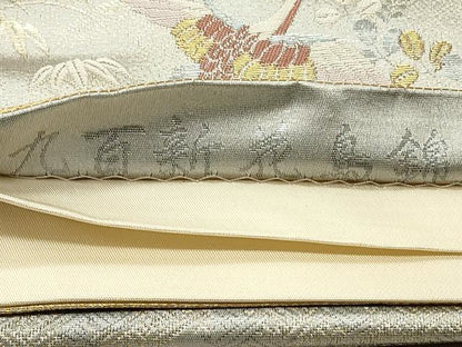 平和屋着物◎六通柄袋帯 九百伸花鳥錦 鴛鴦花文 金銀糸 正絹 逸品 CAAS4740ft