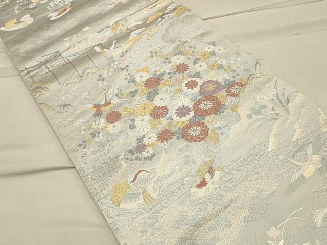 平和屋着物◎六通柄袋帯 九百伸花鳥錦 鴛鴦花文 金銀糸 正絹 逸品 CAAS4740ft