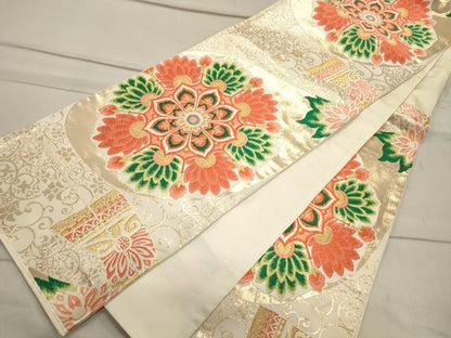 平和屋着物◎六通柄袋帯 唐織 正倉院更紗花文 金糸 正絹 逸品 CAAS4769ft