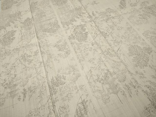 平和屋着物▽生紬 単衣 風景草花文 正絹 逸品 CAAS4829ut