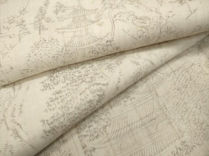 平和屋着物▽生紬 単衣 風景草花文 正絹 逸品 CAAS4829ut