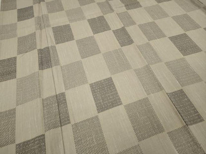 平和屋着物▽上質な紬　単衣　格子柄　正絹　逸品　未使用　CAAS5058ut