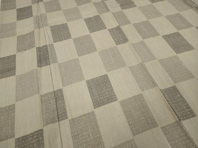 平和屋着物▽上質な紬　単衣　格子柄　正絹　逸品　未使用　CAAS5058ut