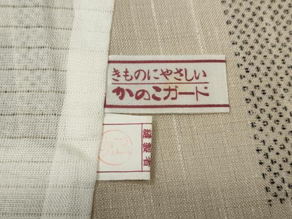 平和屋着物▽上質な紬　単衣　格子柄　正絹　逸品　未使用　CAAS5058ut