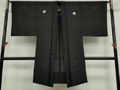 平和屋着物▽男性 スリーシーズン 春夏秋 塵除け 黒紋付 長羽織 絽 正絹 逸品 CAAS5084ut