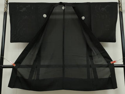 平和屋着物▽男性 スリーシーズン 春夏秋 塵除け 黒紋付 長羽織 絽 正絹 逸品 CAAS5084ut