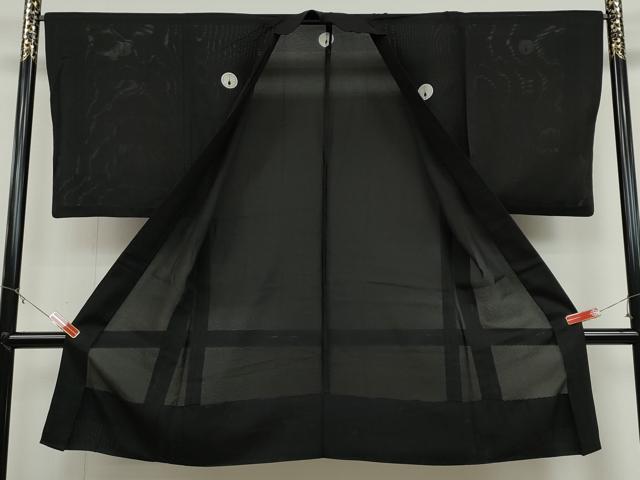 平和屋着物▽男性 スリーシーズン 春夏秋 塵除け 黒紋付 長羽織 絽 正絹 逸品 CAAS5084ut