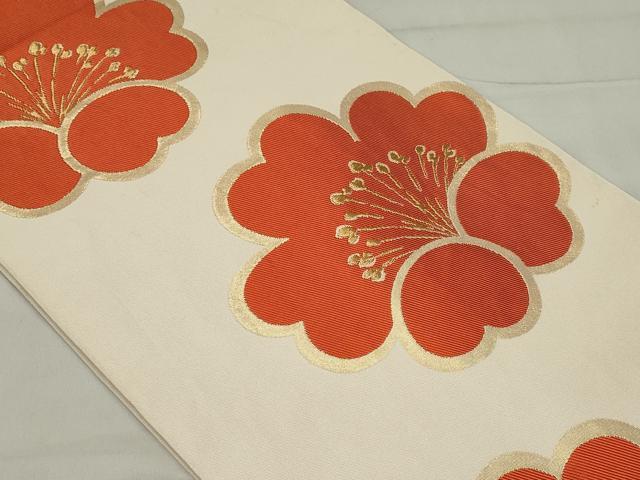 平和屋着物◎六通柄 本袋帯 唐織 舞梅文 金糸 正絹 逸品 CAAS5527ou