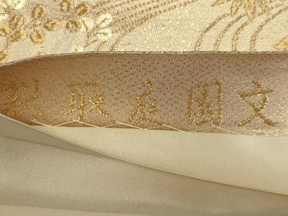 平和屋着物◎六通柄袋帯 唐織 裂取庭園文 金糸 正絹 逸品 CAAS5543ou