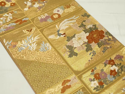 平和屋着物◎六通柄袋帯 唐織 吉祥草花文 正絹 逸品 CAAS5544ou