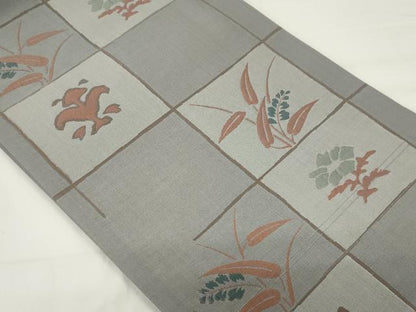 平和屋着物◎六通柄袋帯 草花文 正絹 逸品 CAAS5556ou