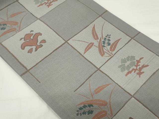 平和屋着物◎六通柄袋帯 草花文 正絹 逸品 CAAS5556ou