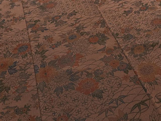 上質な小紋袷着物　型染め　吉祥花文 平和屋着物□上質な小紋 型染め 吉祥草花文 鬼しぼ縮緬 正絹
